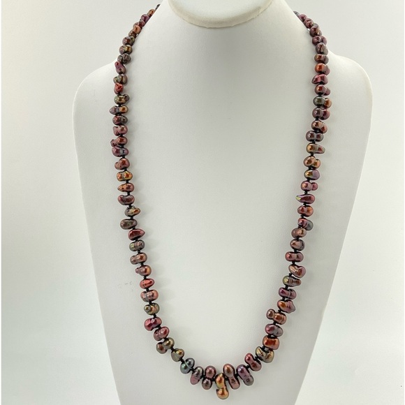 Burgundy Peanut Pearls, Handmade, 18.75” L, Chunky, Funky, Festive, Fun - Picture 1 of 11